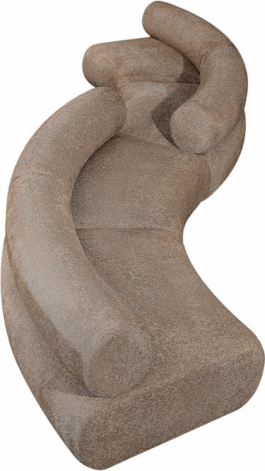 Modular Sofa with Soft Brown Chenille Cross Hatched Fabric, 202" W x 53" D x 28" H, Brown