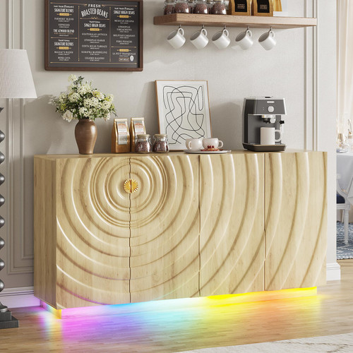 63" RGB High-Gloss Sideboard Buffet Cabinet with Large Storage