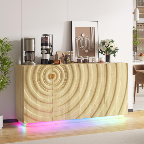 63" RGB High-Gloss Sideboard Buffet Cabinet with Large Storage