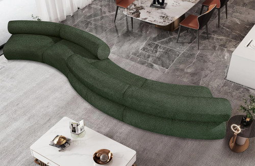 Modular Sofa with Soft Green Chenille Cross Hatched Fabric, 202" W x 53" D x 28" H, Green