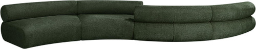 Modular Sofa with Soft Green Chenille Cross Hatched Fabric, 202" W x 53" D x 28" H, Green