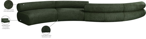 Modular Sofa with Soft Green Chenille Cross Hatched Fabric, 202" W x 53" D x 28" H, Green