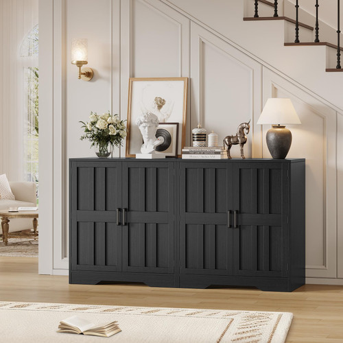 Sideboard Buffet Cabinet, Modern Farmhouse Kitchen Storage Cabinet, Small Modular Accent Cabinet Coffee Station Bar Media Console Table Credenza for Kitchen Dining Room, Living Room Entryway Hallway
