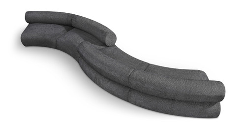 Modular Sofa with Soft Charcoal Grey Chenille Cross Hatched Fabric, 202" W x 53" D x 28" H, Grey