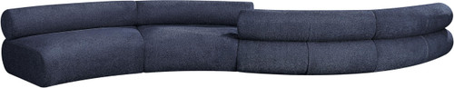 Modular Sofa with Soft Navy Chenille Cross Hatched Fabric, 202" W x 53" D x 28" H, Navy
