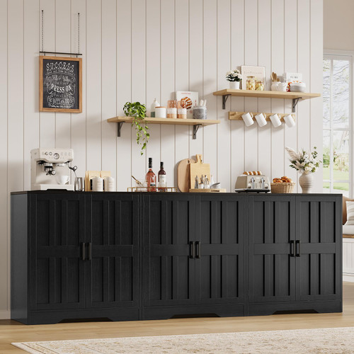 Sideboard Buffet Cabinet, Modern Farmhouse Kitchen Storage Cabinet, 94.5" Modular Accent Cabinet Coffee Station Bar Media Console Table Credenza for Kitchen Dining Room, Living Room Entryway Hallway