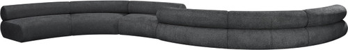 Modular Sofa with Soft Charcoal Grey Chenille Cross Hatched Fabric, 280" W x 70" D x 28" H, Grey