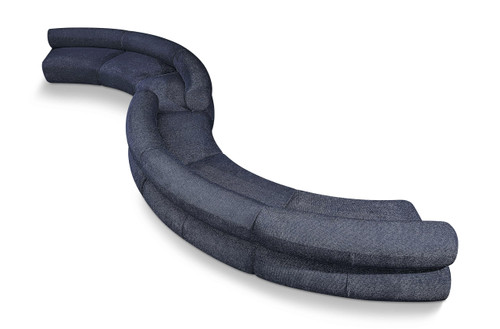 Modular Sofa with Soft Navy Chenille Cross Hatched Fabric, 280" W x 70" D x 28" H, Navy