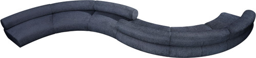 Modular Sofa with Soft Navy Chenille Cross Hatched Fabric, 280" W x 70" D x 28" H, Navy
