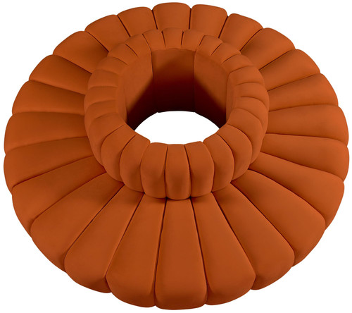 Modular Sofa with Soft Cognac Velvet, Deep Channel Tufting, Modular Design, 90 W x 90 D x 30 H, Cognac