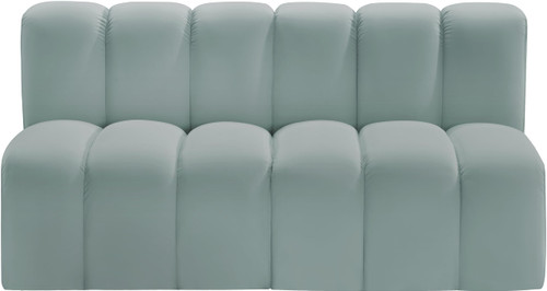 Modular Sofa with Soft Mint Green Vegan Leather, Deep Channel Tufting, Modular, 60" W x 31" D x 30" H, Mint