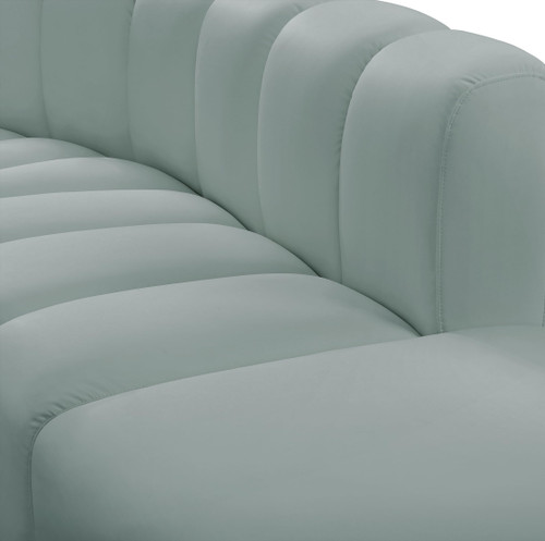Modular Sofa with Soft Mint Green Vegan Leather, Deep Channel Tufting, Modular, 60" W x 31" D x 30" H, Mint