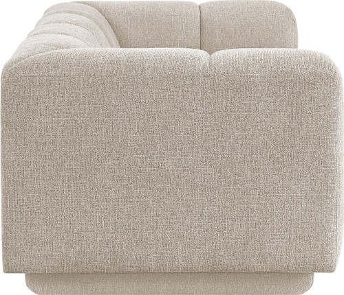 Loveseat with Soft Interwoven Fabric with Chenille and Fancy Yarn, Tufted Back, 70.25" W x 37.5" D x 30" H, Beige