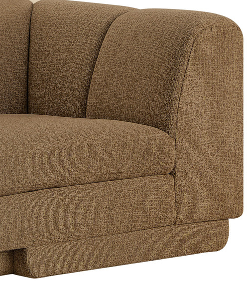 Loveseat with Soft Interwoven Fabric with Chenille and Fancy Yarn, Tufted Back, 70.25" W x 37.5" D x 30" H, Brown