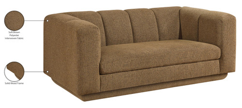 Loveseat with Soft Interwoven Fabric with Chenille and Fancy Yarn, Tufted Back, 70.25" W x 37.5" D x 30" H, Brown