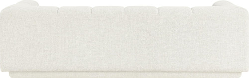 Sofa with Soft Interwoven Fabric with Chenille and Fancy Yarn, Tufted Back, 95" W x 37.5" D x 30" H, Cream