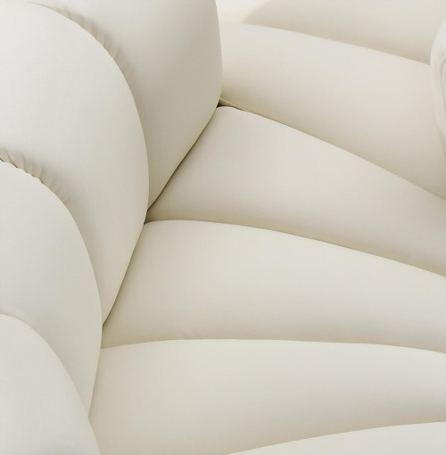 Modular Sofa with Soft Cream Vegan Leather, Deep Channel Tufting, Modular Design, 89.5" W x 31" D x 30" H, Cream