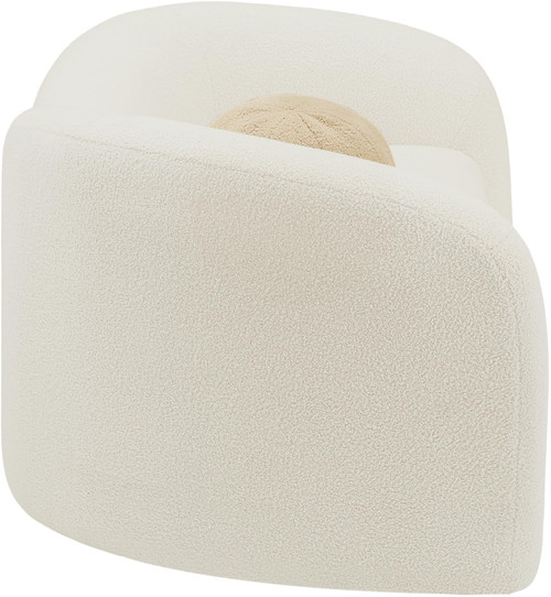 Loveseat with Soft Cream Faux Shearling Teddy Fabric, Curved Back, 62" W x 33" D x 27" H, Cream