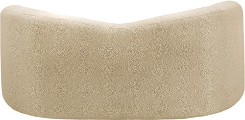 Loveseat with Soft Beige Faux Shearling Teddy Fabric, Curved Back, 62" W x 33" D x 27" H, Beige