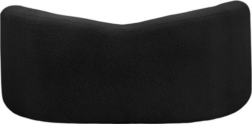 Loveseat with Soft Black Faux Shearling Teddy Fabric, Curved Back, 62" W x 33" D x 27" H, Black