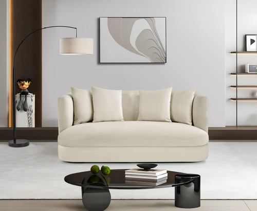 Loveseat with Ultra Luxe Cream 460 GSM Velvet, Solid Wood Frame, 66" W x 36" D x 30" H, Cream