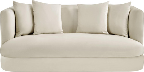 Loveseat with Ultra Luxe Cream 460 GSM Velvet, Solid Wood Frame, 66" W x 36" D x 30" H, Cream