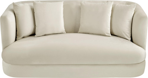 Loveseat with Ultra Luxe Cream 460 GSM Velvet, Solid Wood Frame, 66" W x 36" D x 30" H, Cream