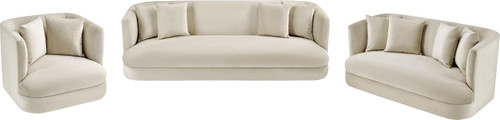 Loveseat with Ultra Luxe Cream 460 GSM Velvet, Solid Wood Frame, 66" W x 36" D x 30" H, Cream