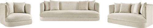 Loveseat with Ultra Luxe Cream 460 GSM Velvet, Solid Wood Frame, 66" W x 36" D x 30" H, Cream