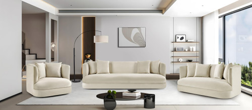 Loveseat with Ultra Luxe Cream 460 GSM Velvet, Solid Wood Frame, 66" W x 36" D x 30" H, Cream