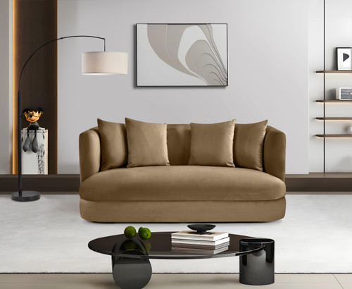 Loveseat with Ultra Luxe Beige 460 GSM Velvet, Solid Wood Frame, 66" W x 36" D x 30" H, Beige