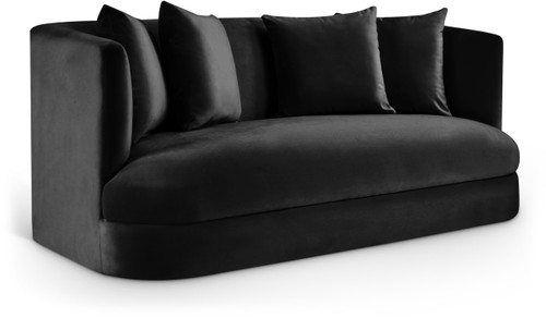Loveseat with Ultra Luxe Black 460 GSM Velvet, Solid Wood Frame, 66" W x 36" D x 30" H, Black