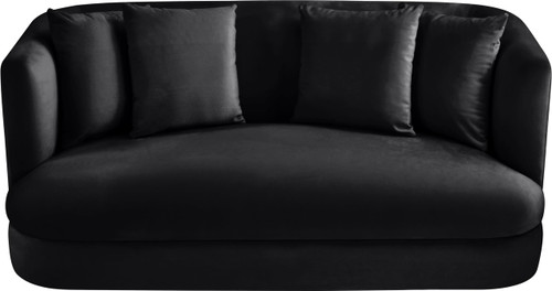 Loveseat with Ultra Luxe Black 460 GSM Velvet, Solid Wood Frame, 66" W x 36" D x 30" H, Black