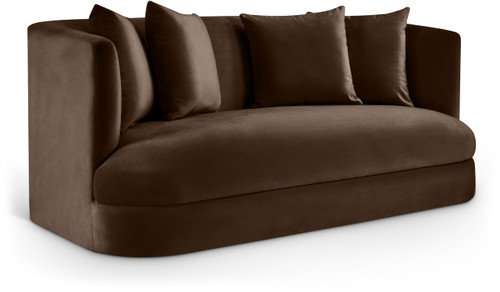 Loveseat with Ultra Luxe Brown 460 GSM Velvet, Solid Wood Frame, 66" W x 36" D x 30" H, Brown