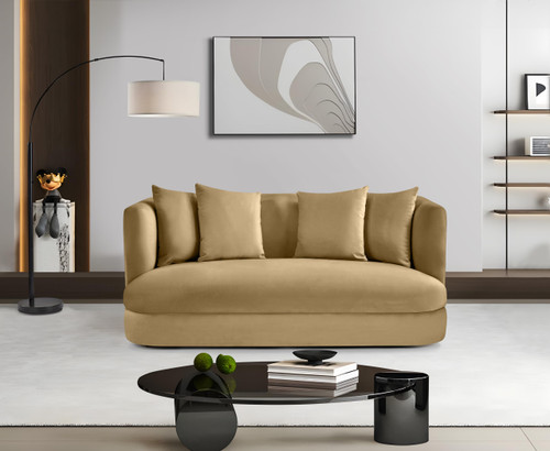 Loveseat with Ultra Luxe Camel 460 GSM Velvet, Solid Wood Frame, 66" W x 36" D x 30" H, Camel