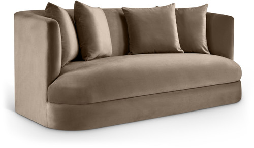 Loveseat with Ultra Luxe Taupe 460 GSM Velvet, Solid Wood Frame, 66" W x 36" D x 30" H, Taupe