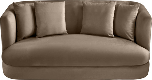 Loveseat with Ultra Luxe Taupe 460 GSM Velvet, Solid Wood Frame, 66" W x 36" D x 30" H, Taupe