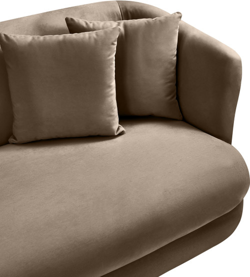 Loveseat with Ultra Luxe Taupe 460 GSM Velvet, Solid Wood Frame, 66" W x 36" D x 30" H, Taupe