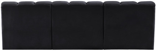 Modular Sofa with Soft Black Velvet, Deep Channel Tufting, Modular Design, 89.5" W x 31" D x 30" H, Black