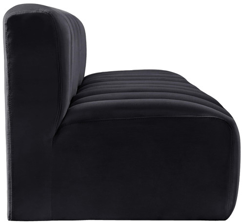 Modular Sofa with Soft Black Velvet, Deep Channel Tufting, Modular Design, 89.5" W x 31" D x 30" H, Black