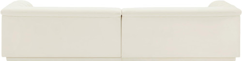 Modular Sofa with Soft Cream Velvet Fabric, Deep Channel Tufting, Curved Arms, 118" W x 35" D x 28" H, Cream