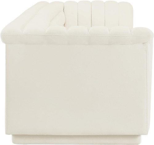 Modular Sofa with Soft Cream Velvet Fabric, Deep Channel Tufting, Curved Arms, 118" W x 35" D x 28" H, Cream