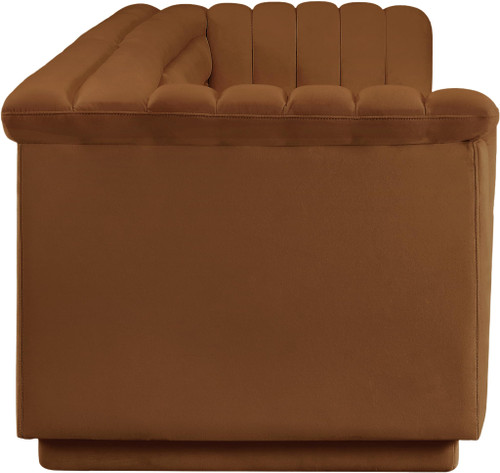 Modular Sofa with Soft Saddle Velvet Fabric, Deep Channel Tufting, Curved Arms, 118" W x 35" D x 28" H, Saddle