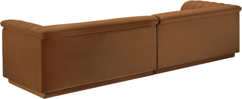 Modular Sofa with Soft Saddle Velvet Fabric, Deep Channel Tufting, Curved Arms, 118" W x 35" D x 28" H, Saddle