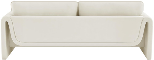 Velvet Upholstered Sofa with Soft Cream Velvet Fabric, Curved Arms, 86" W x 38" D x 31" H, Cream