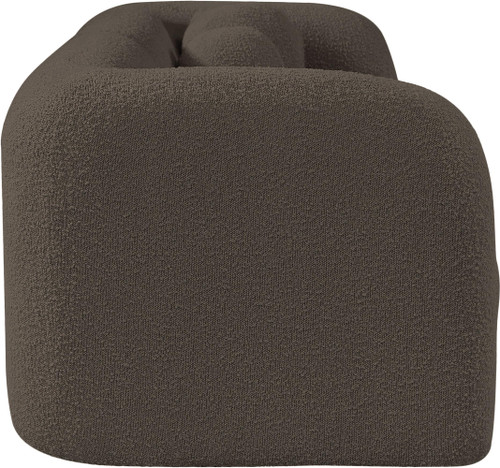 Boucle Fabric Upholstered Sofa with Rich Brown Boucle Fabric, Ball Pillows Included, 89" W x 34" D x 27" H, Brown