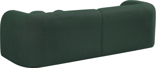 Boucle Fabric Upholstered Sofa with Rich Green Boucle Fabric, Ball Pillows Included, 89" W x 34" D x 27" H, Green