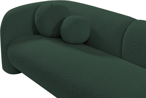 Boucle Fabric Upholstered Sofa with Rich Green Boucle Fabric, Ball Pillows Included, 89" W x 34" D x 27" H, Green