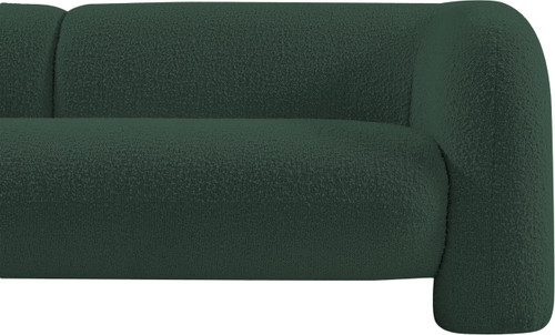 Boucle Fabric Upholstered Sofa with Rich Green Boucle Fabric, Ball Pillows Included, 89" W x 34" D x 27" H, Green