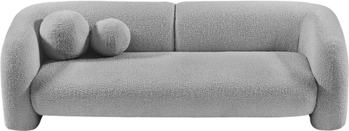 Boucle Fabric Upholstered Sofa with Rich Grey Boucle Fabric, Ball Pillows Included, 89" W x 34" D x 27" H, Grey